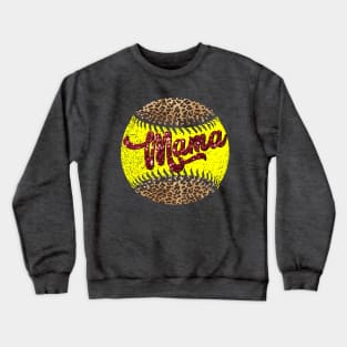 Softball glitter mama leopard print Crewneck Sweatshirt